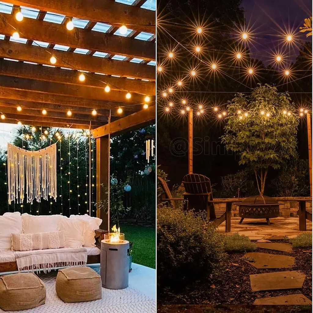 Уличная гирлянда GPATIO Garland G40, 60 футов/18 м садовые гирлянды из 30+1 штук теплой белой пластиковой лампы, внешние - фото 4