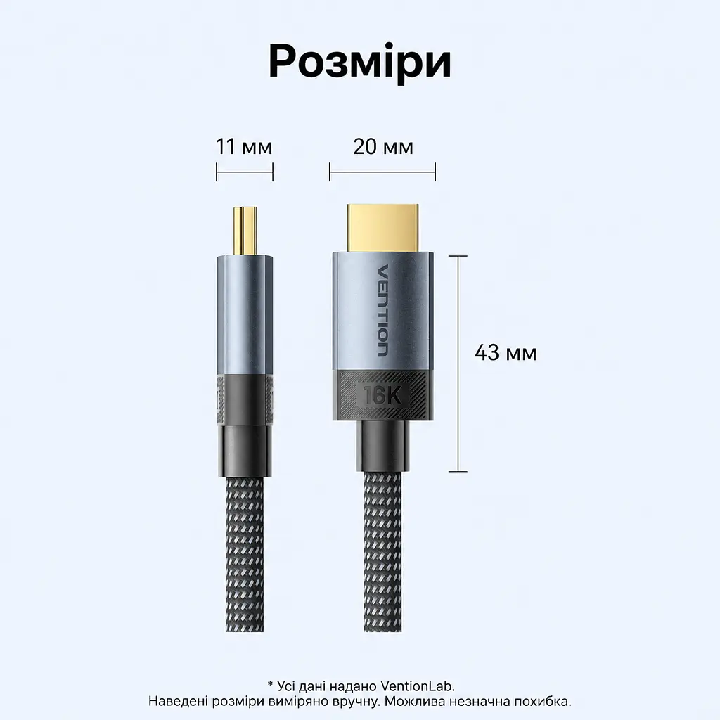 Кабель HDMI Vention ALVHF 2.2 16K 60 Гц 1 м сірий (ALVHF) - фото 3
