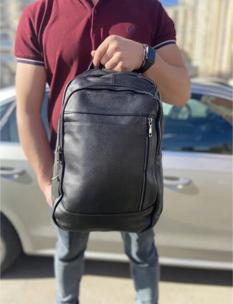 Міський чоловічий рюкзак шкіряний чорний Tiding Bag B2-03555A - фото 8