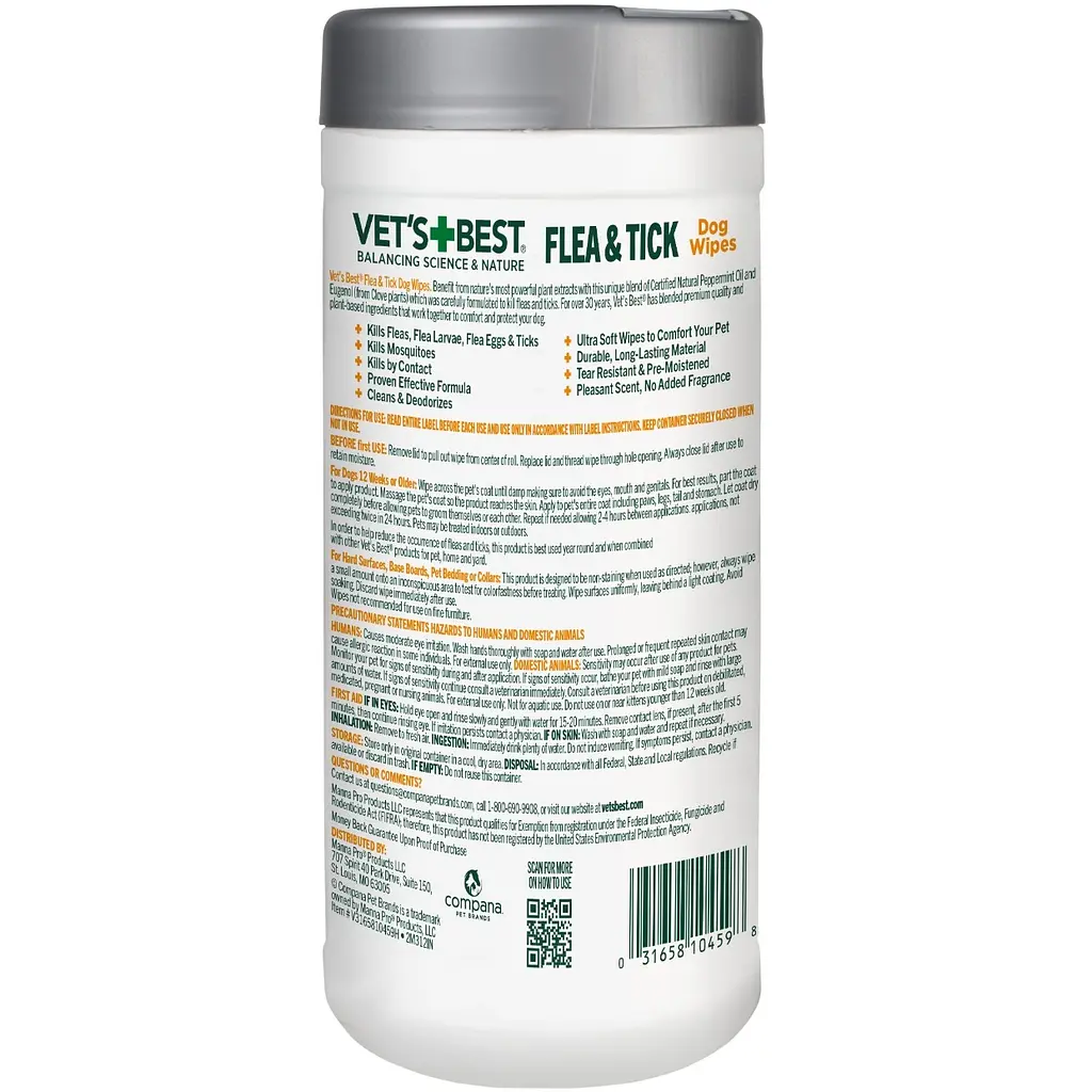 Серветки для собак Vet's Best Flea Tick Wipes від бліх та кліщів 50 шт vb10459 - фото 3