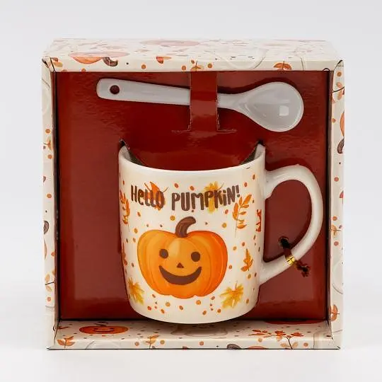 Чашка Elisey Hello Pumpkin! 200 мл з ложечкою помаранчевий (9250-020)