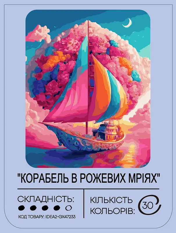 Набор для росписи "Корабль в розовых мечтах" 40*50 см, IDEA2-GX47233, ТМ "99IDEAS" - фото 2