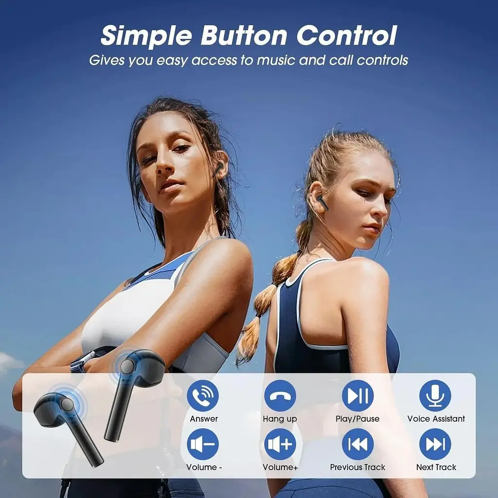 Бездротові навушники Eissix Bluetooth 5.3 з керуванням кнопкою та мікрофоном - фото 5