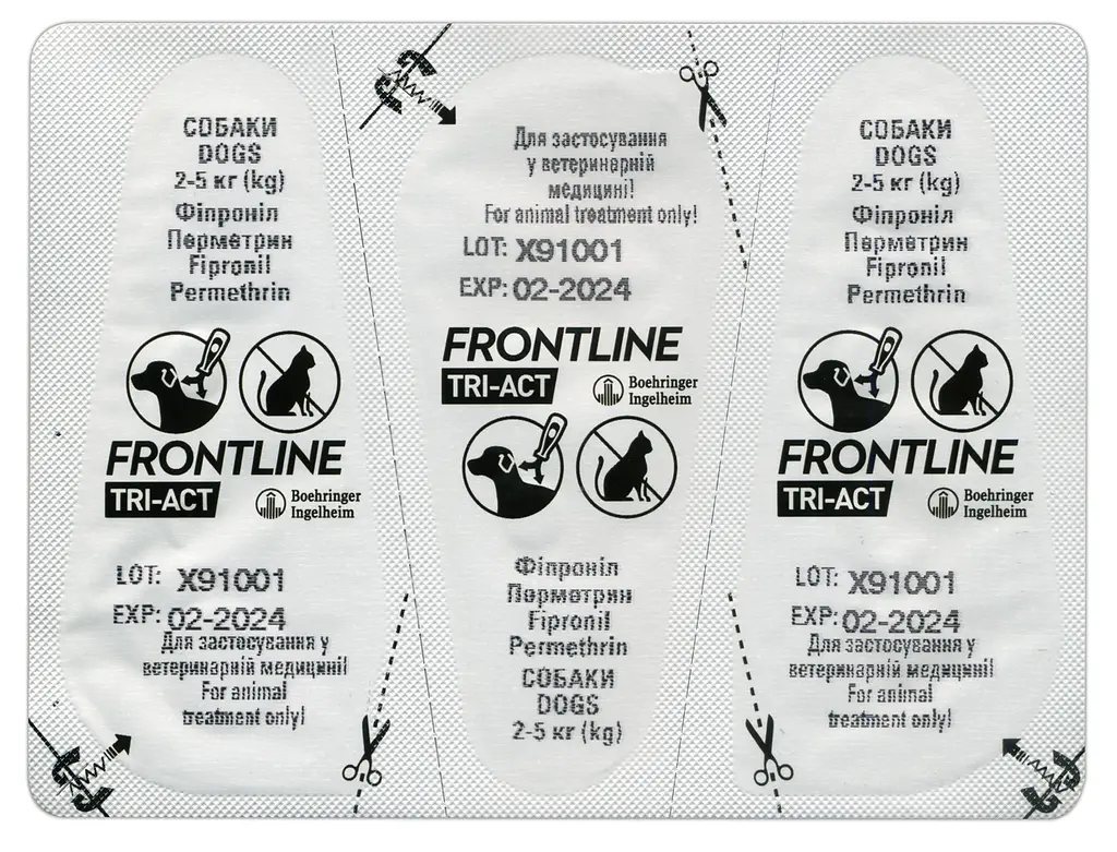 Капли Boehringer Ingelheim Frontline Tri-Act от блох и клещей для собак, 2-5 кг, 3 пипетки + Плед для пикника Frontline, темно-синий - фото 6
