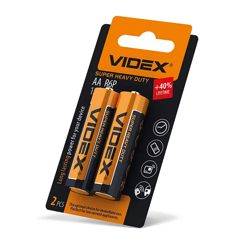 Батарейка сольова Videx R6P/AA 2шт SMALL BLISTER VIDEX (21158-000) - фото 2
