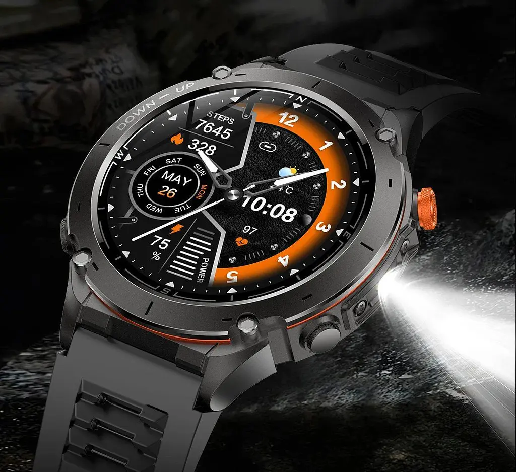 Тактические умные смарт-часы для военных Smart Watch Y101 с фонариком компасом GPS трекером и спортивными режимами Черный - фото 4