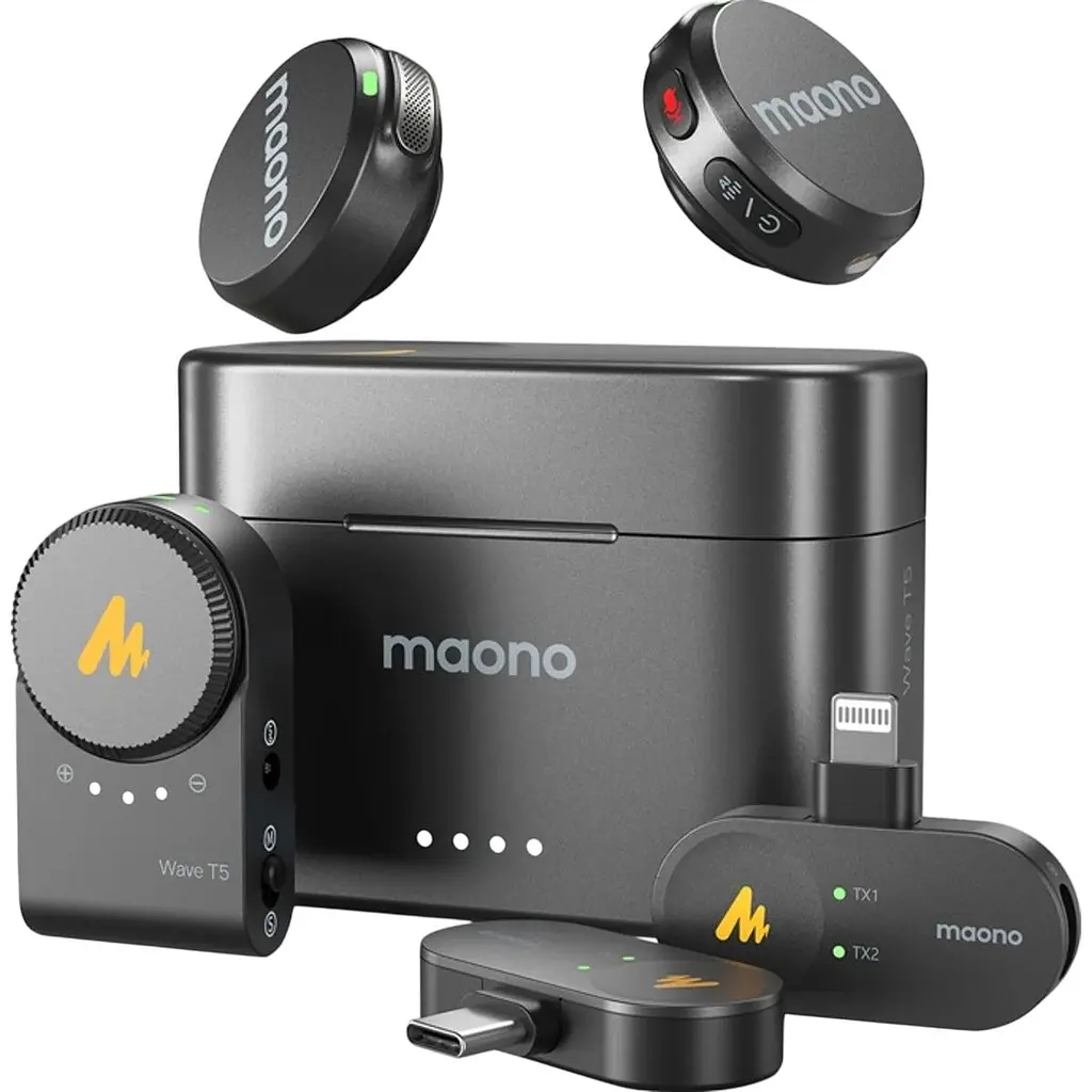 Мікрофонна радіосистема Maono Wave T5 Combo 2TX + RX + RX/Lightning + RX/USB-C Black (WM650A) [170468] - фото 5