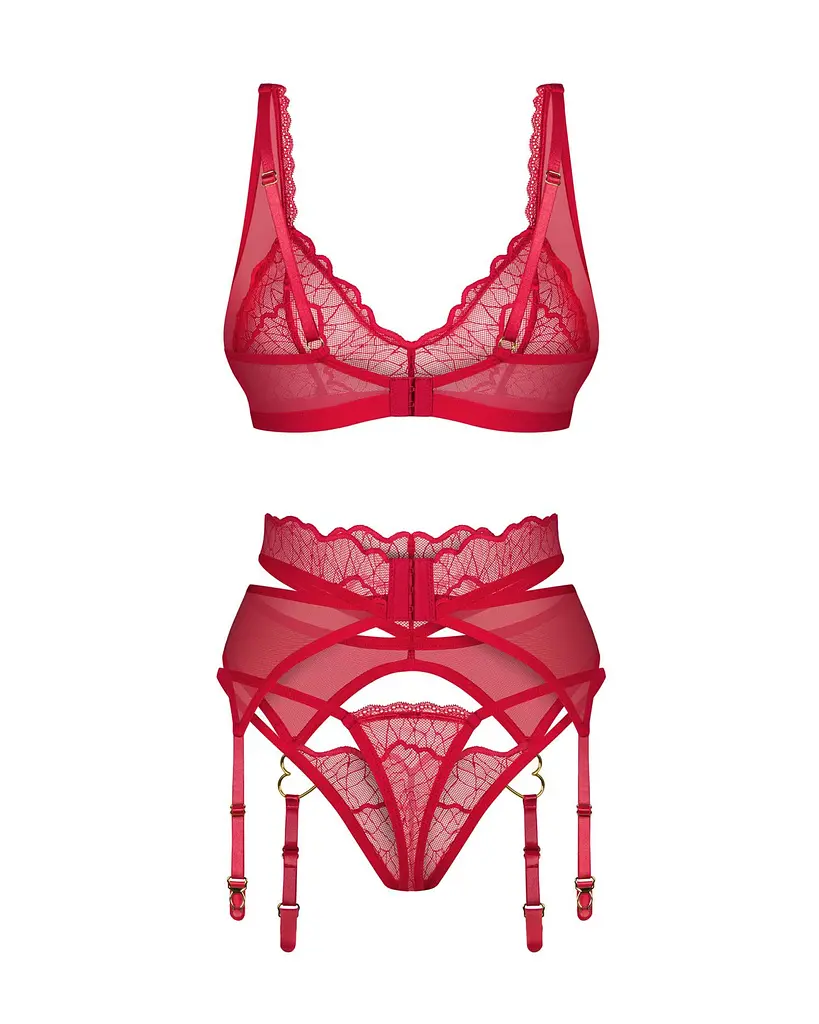 Комплект білизни Obsessive Cupide Desir 2XL/3XL (червоний) - фото 3