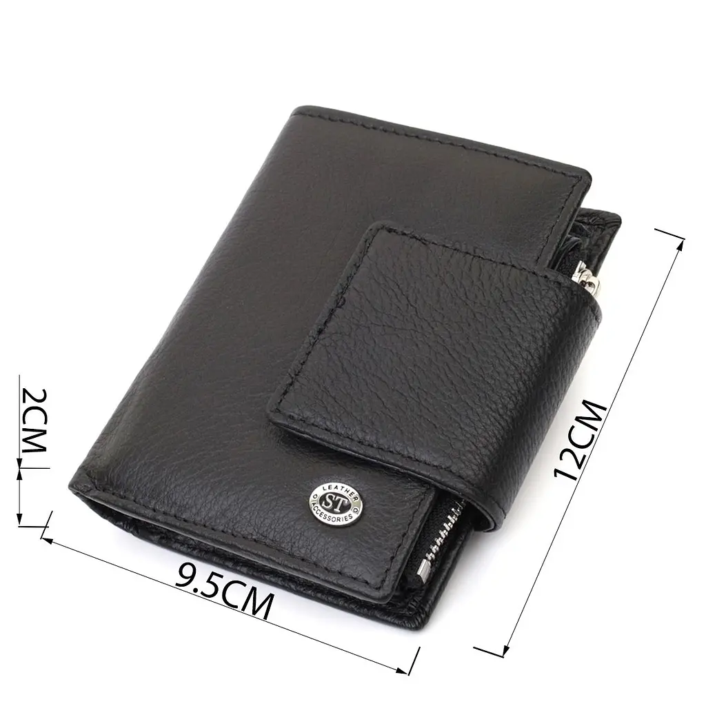 Вертикальний гаманець для жінок із натуральної шкіри ST Leather 22703 чорний - фото 3