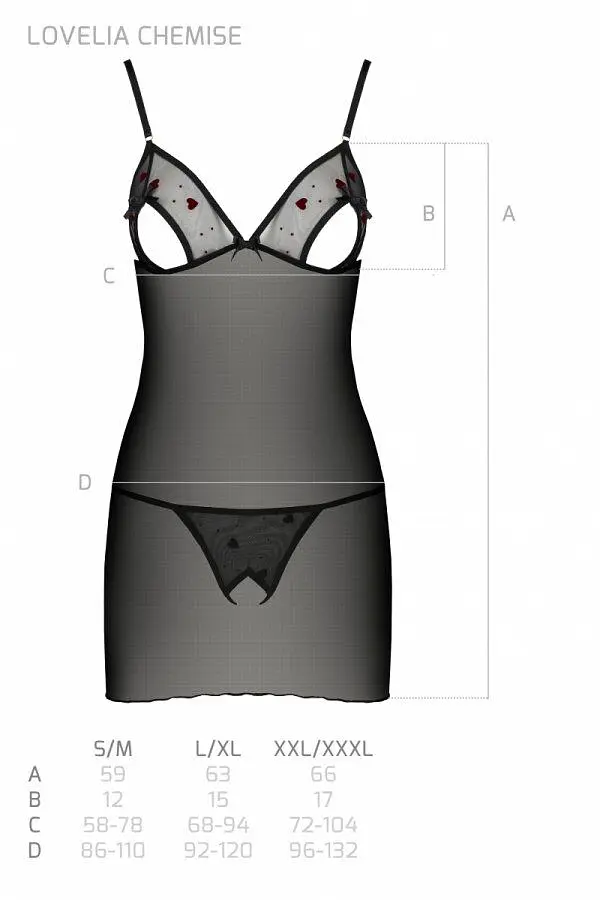 Сорочка с вырезами, L/XL (чёрная) Passion-Lovelia Chemise - фото 8