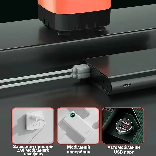Портативний кемпінговий душ з акумулятором на 6000 mAh Помаранчевий (00282) - фото 3