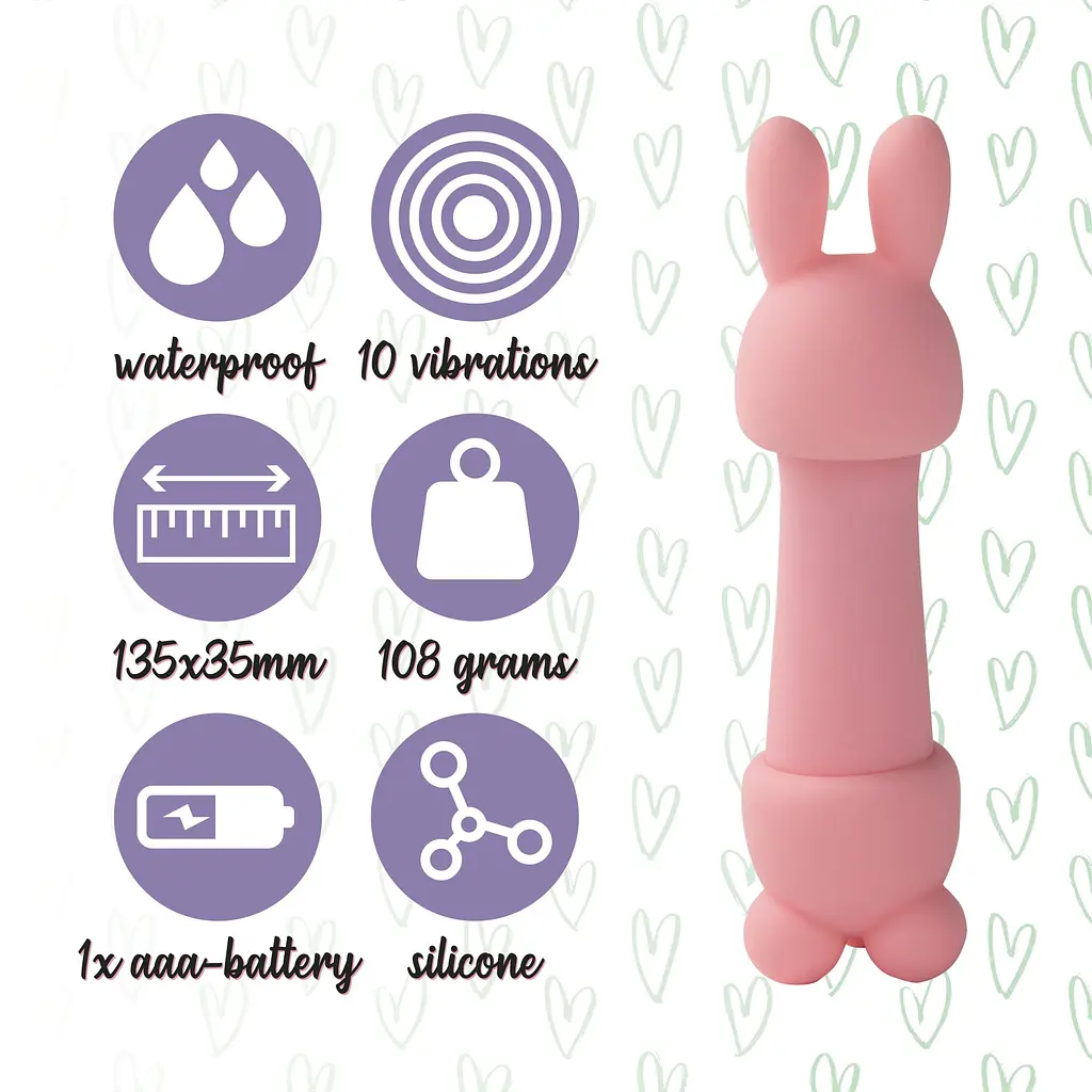 Мінівібратор FeelzToys Mister Bunny Pink з двома насадками - фото 5