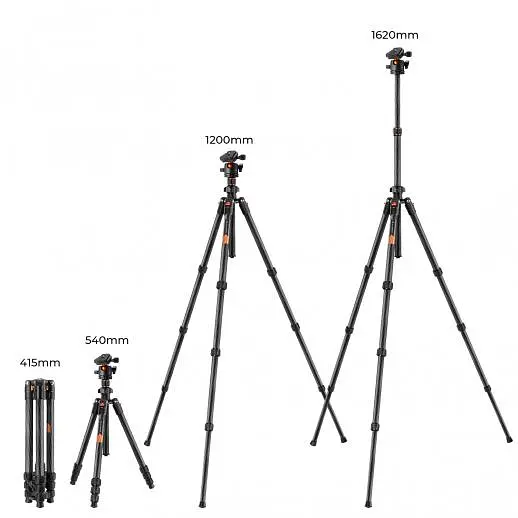 KF09.123 - Штатив K&F Concept Штатив карбоновий K254C2+BH-36L, max 8kg, 162cm - фото 2