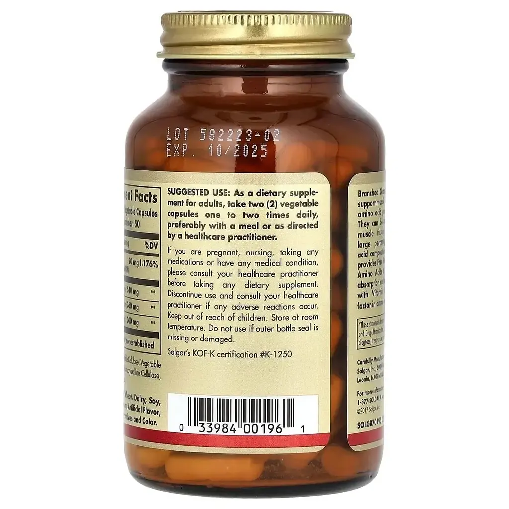 Амінокислоти BCAA плюс Solgar 100 капсул - фото 3