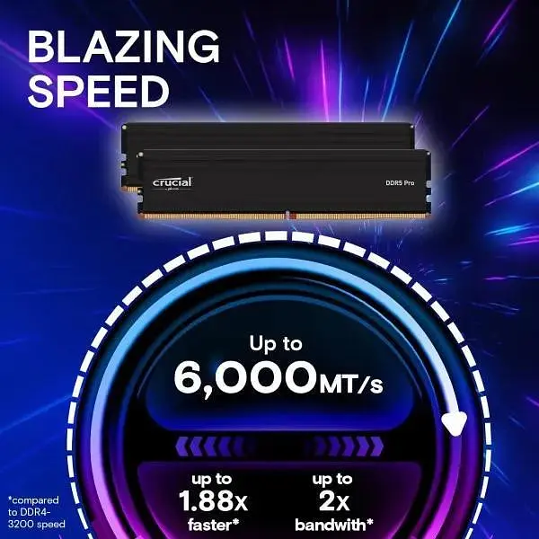 Пам'ять для настільних комп'ютерів Crucial 32 GB (2x16GB) DDR5 6000 MHz Pro (CP2K16G60C48U5) - фото 2
