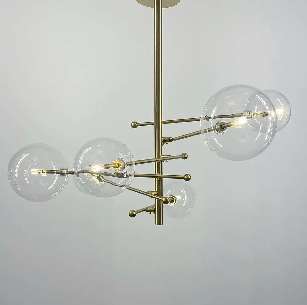 Люстра в корпусе металла цвета латунь на 6 или 8 прозрачных плафонов | Ст. Y 8828 | Line F - фото 4
