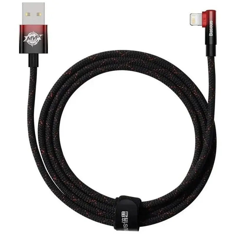 Кабель Baseus MVP 2 USB - Lightning (M/M), 2.4A, 2 м Black/Red (CAVP000120) - фото 3