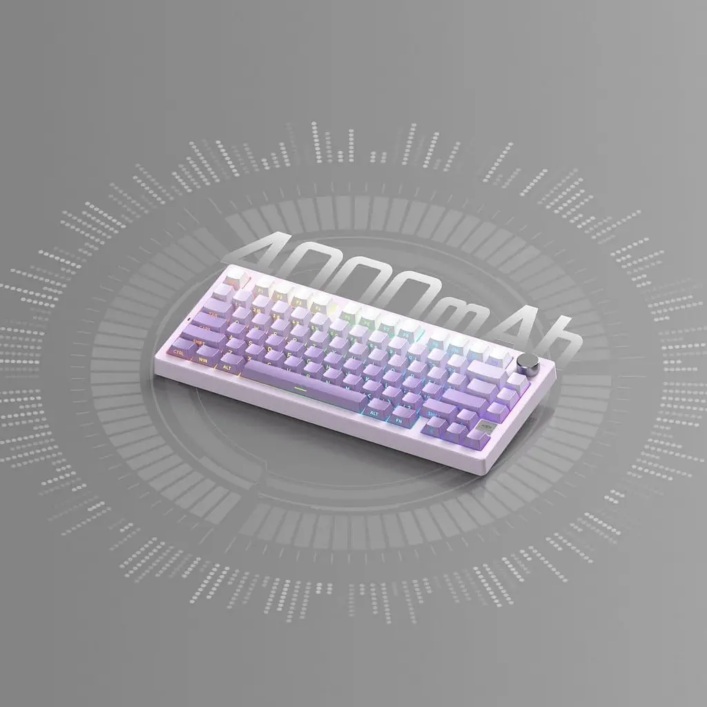 Клавіатура MageGee Light 75 RGB Purple Bird Switch Wireless (6971969728813) White/Purple (G-000003943) - фото 13