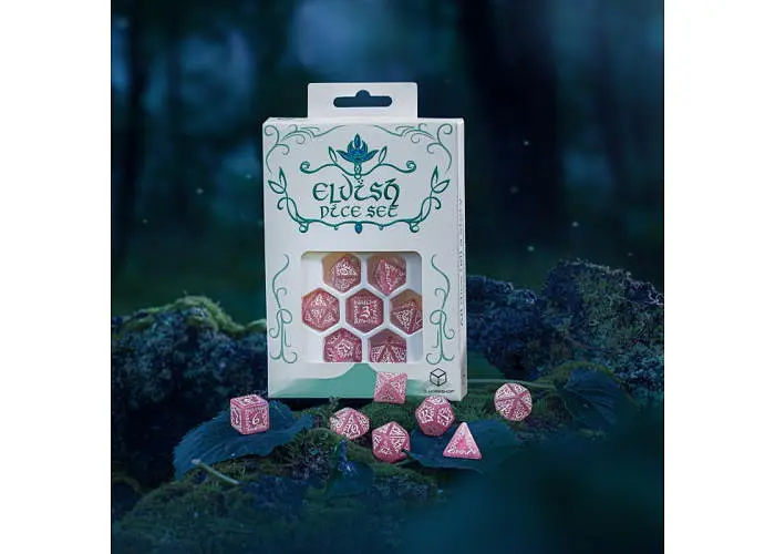Набор кубиков Elvish Shimmering pink & White Dice Set , 7 шт. (SELV11) - фото 5