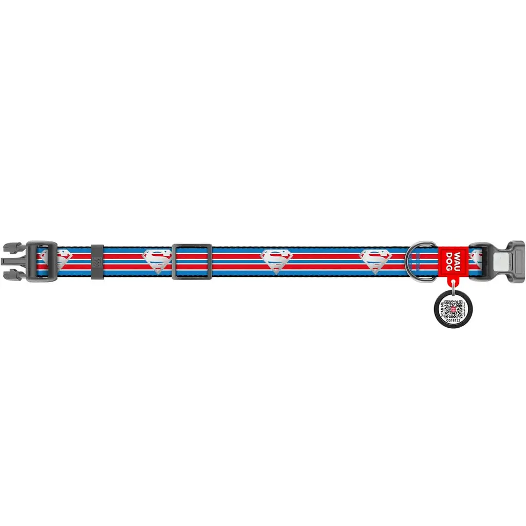 Нашийник для собак Waudog Nylon з QR паспортом Супермен Ретро р.S 15 мм 25-35 см (280-1082) - фото 3