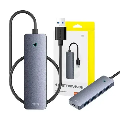Хаб USB UltraJoy, Grey, USB 3.0 - 4xUSB 3.0, кабель 50 см Baseus teh0027582 - фото 4