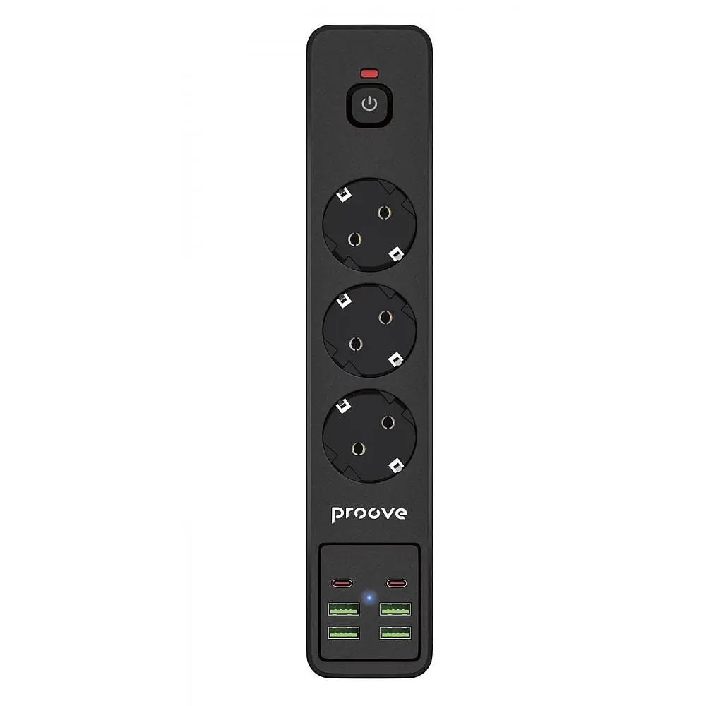 Мережевий фільтр Proove Power Strip P-03 (3 розетки + 4 USB + 2 Type-C) 2М black (PSP342420001) - фото 2