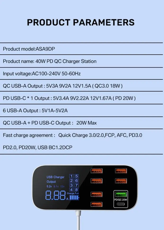 Автомобільний зарядний пристрій Addap 12-24V 40W LED QC3.0 PD3.0 (WLX-A9S+) - фото 7