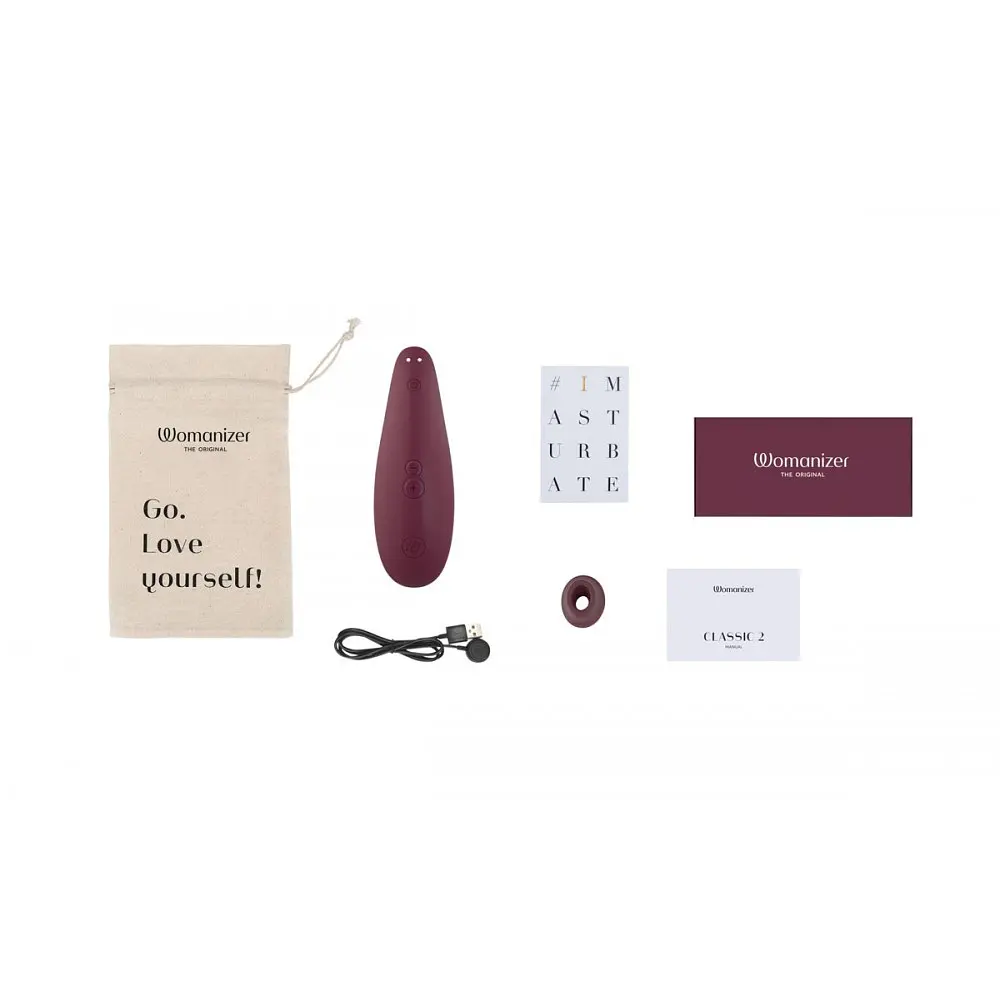 Лубрикант Womanizer Classic 2 + 50 мл- Інноваційний вакуумний стимулятор клітора, 14.8х4.8 см бордовий - фото 8