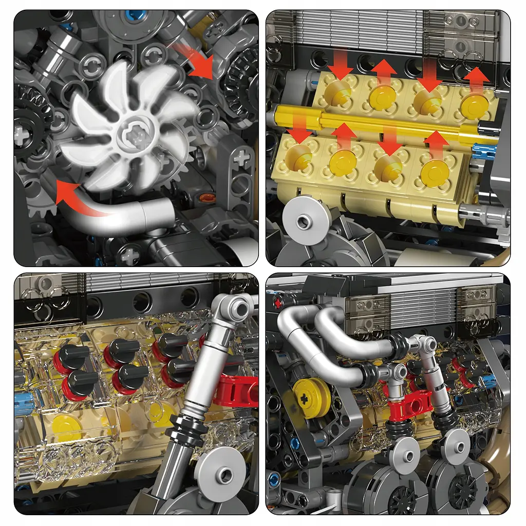Конструктор двигун W16 від Mould King TECHNIC шестициліндровий для дітей та дорослих, 952 деталей - фото 8