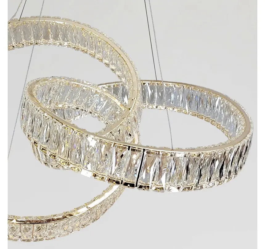 Золота підвісна кришталева LED-люстра Artlight 531/600GD у вигляді переплетених каблучок, 153 Вт, від 16-25 м² - фото 5