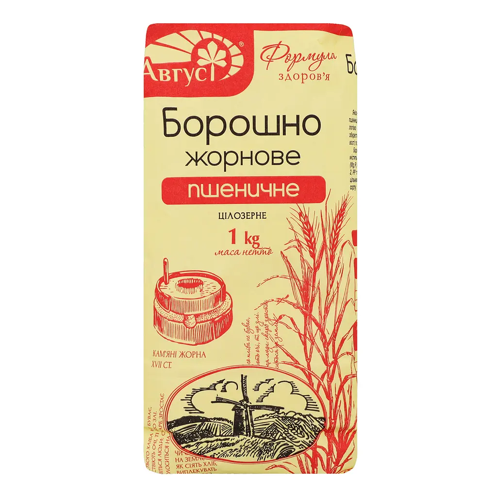 Борошно пшеничне Август цільнозернове жорнового помелу 1 кг (836524) - фото 2