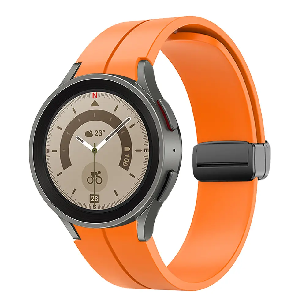 Ремешок для Samsung Galaxy Watch 4 Classic 42mm - оранжевый ширина крепления 20мм силикон Watchbands Cls-black (W33-6WB62202667) - фото 2
