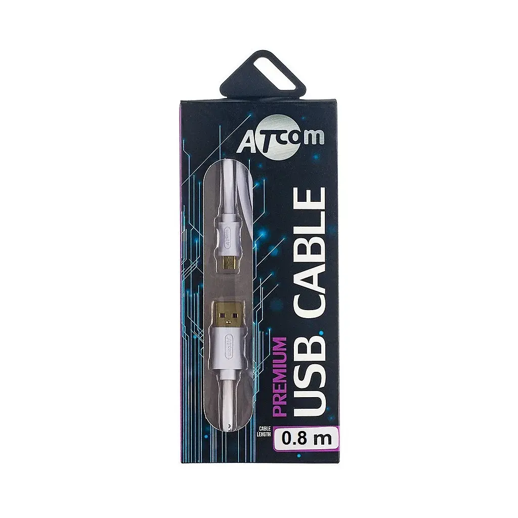 Дата кабель USB 2.0 AM to Micro 5P 0.8m white Atcom (16123)