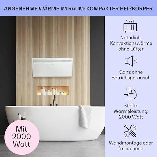 Конвекторный обогреватель Klarstein Hot Spot Slimcurve 2000 Вт (10033016) - фото 2