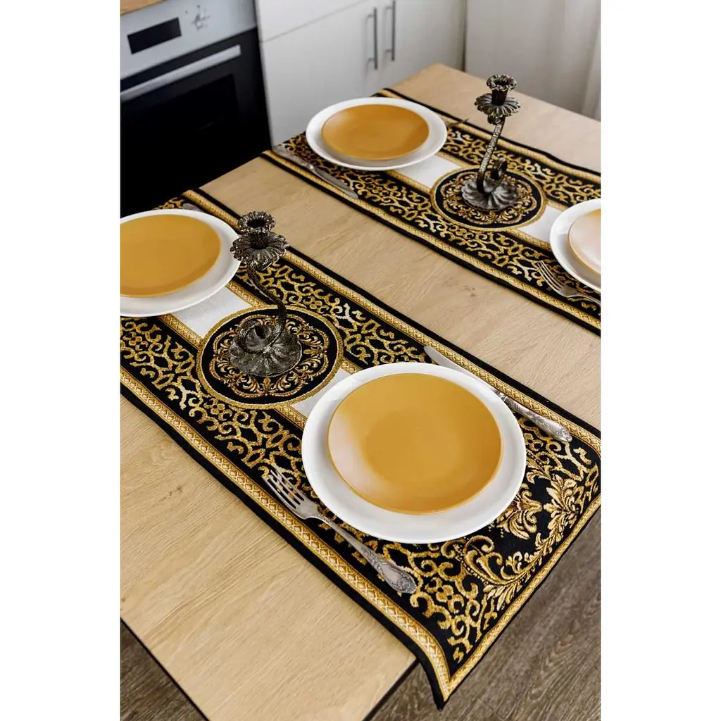 Ранер Прованс Baroque 140х40 см чорний з золотим (25440) - фото 4