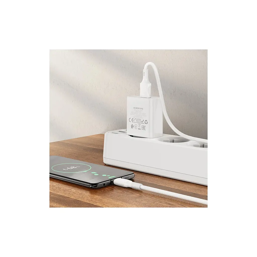 Зарядний пристрій BOROFONE BA74A Aspirer USB + кабель USB-A — Micro-USB 5P білий (6974443388664) - фото 7