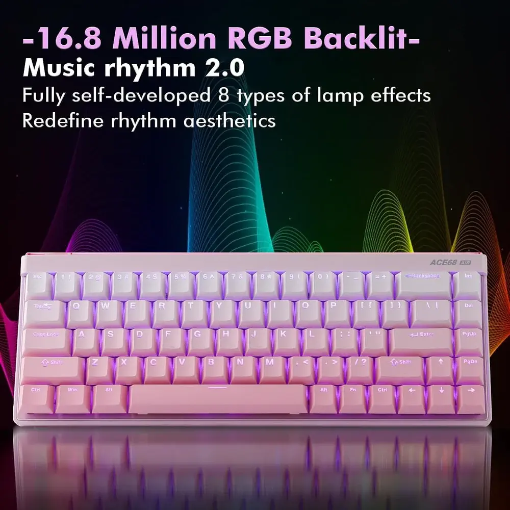 Ігрова магнітна клавіатура MCHOSE ACE 68 Air / Дротове підключення / Kailh Magnetic God Switch / Pink - фото 5