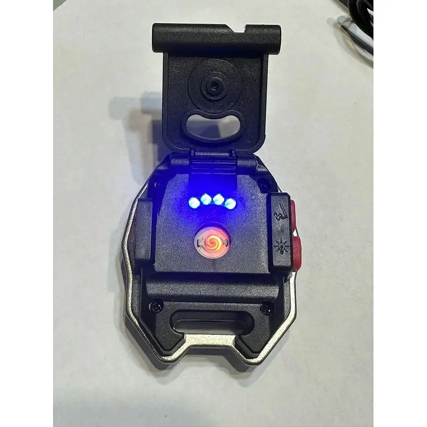 Светодиодный карманный фонарик-брелок зажигалка 7в1 USB зарядка магнит - фото 10