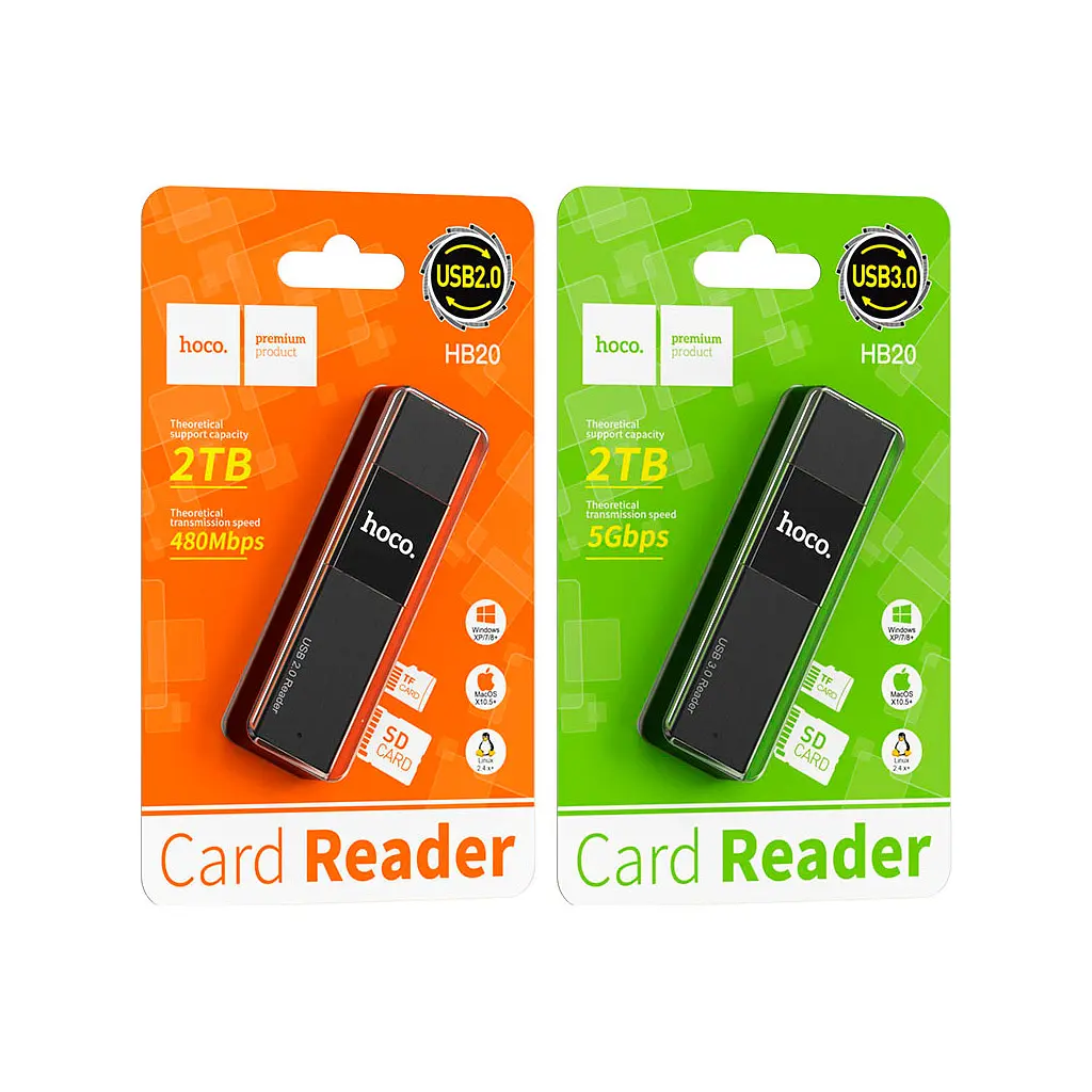 Зчитувач флеш-карт HOCO USB3.0 to microSD, microSDHC, microSDXC, SD, SDHC, SDXC, HB20 Black (6931474735218) - фото 10