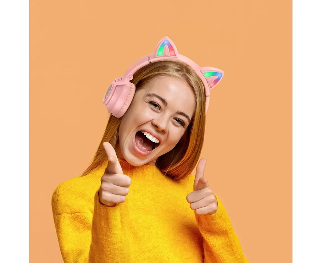 Наушники Bluetooth Главные Borofone BO18 CAT Ear розовый - фото 5