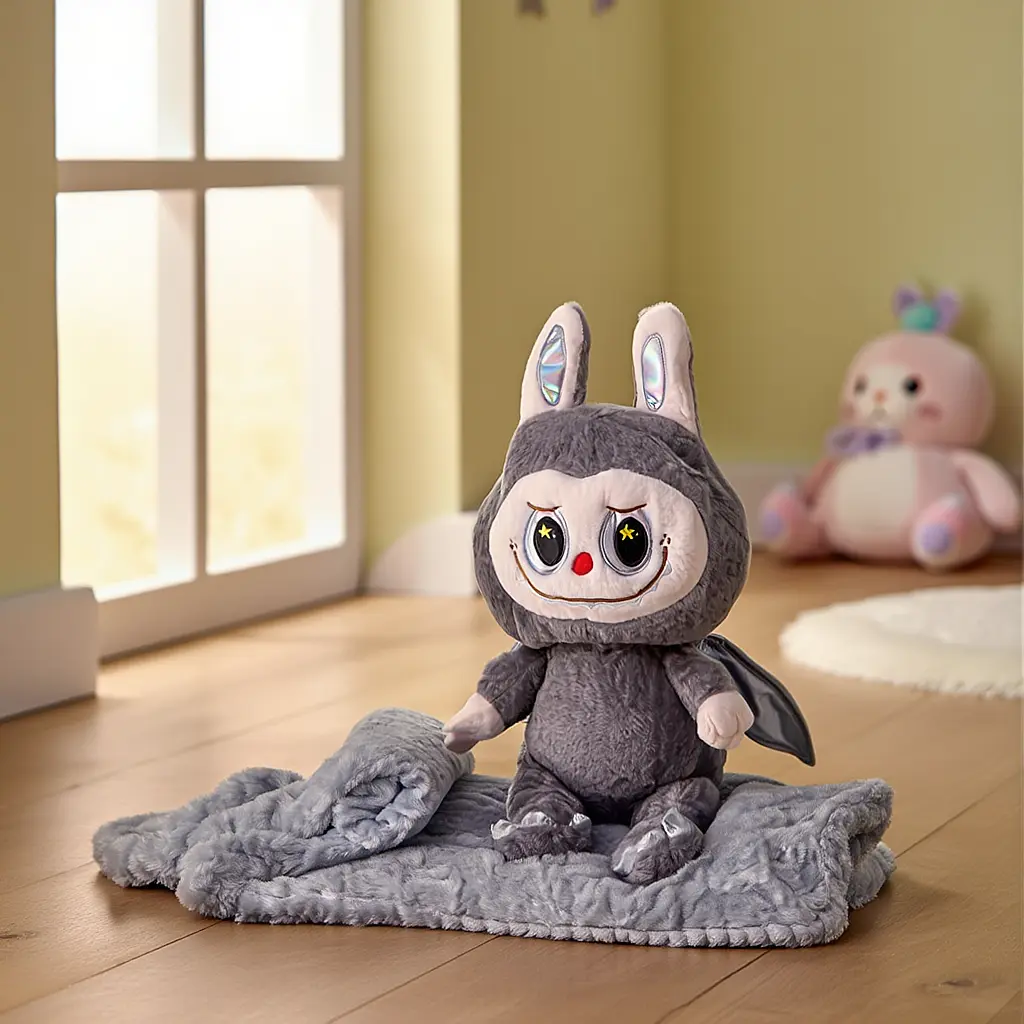 Мягкая игрушка-плед и подушка 3 в 1 Labubu Brown Dragon Серый Colorful Home 520-29G - фото 4