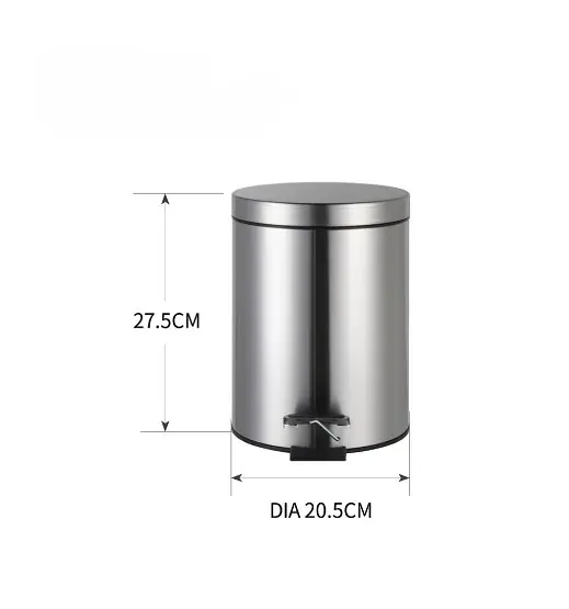 Мусорное ведро Zerix Solo-TC0205 SS Color с плавным закрытием круглое 5 л нержавейка (ZX5888)  - фото 4
