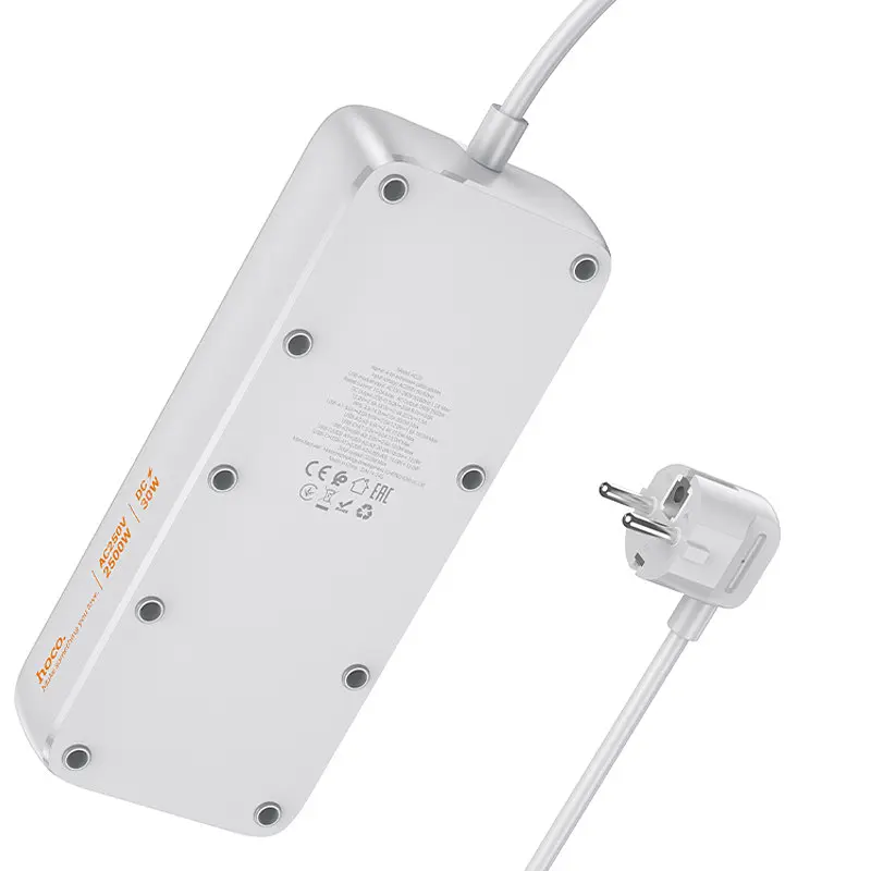 Подовжувач Hoco AC22 Sunlight (PD30W/1C/3A/4xSocket) (1.5m) White - фото 4