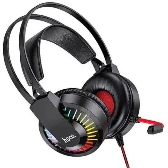 Ігрові геймерські навушники Hoco Gaming W105 з мікрофоном і LED RGB підсвіткою червоні - фото 2