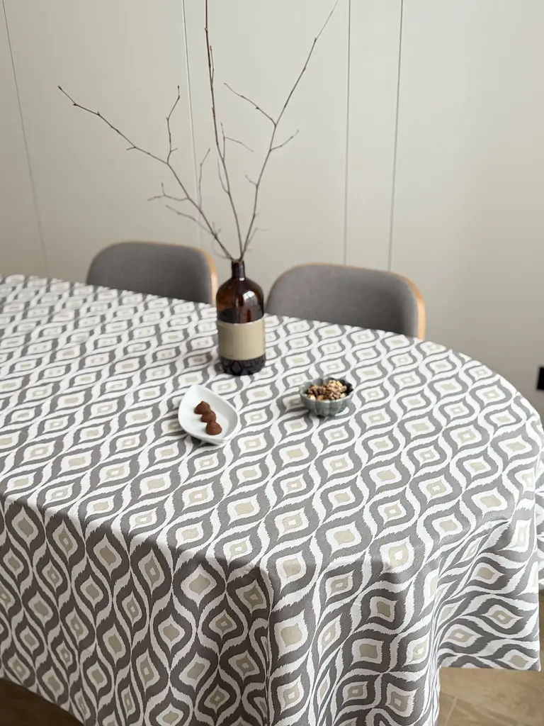 Скатертина столова Ecotton DUCK 150х170 см водовідштовхувальна Абстракт сірий (27951/29) (25033) - фото 7