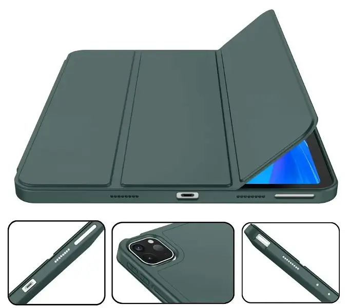 Чохол-книжка BeCover Tri Fold Soft TPU з кріпленням Apple Pencil для Apple iPad Pro 12.9 2020/2021/2022 Dark Green (711116) - фото 2