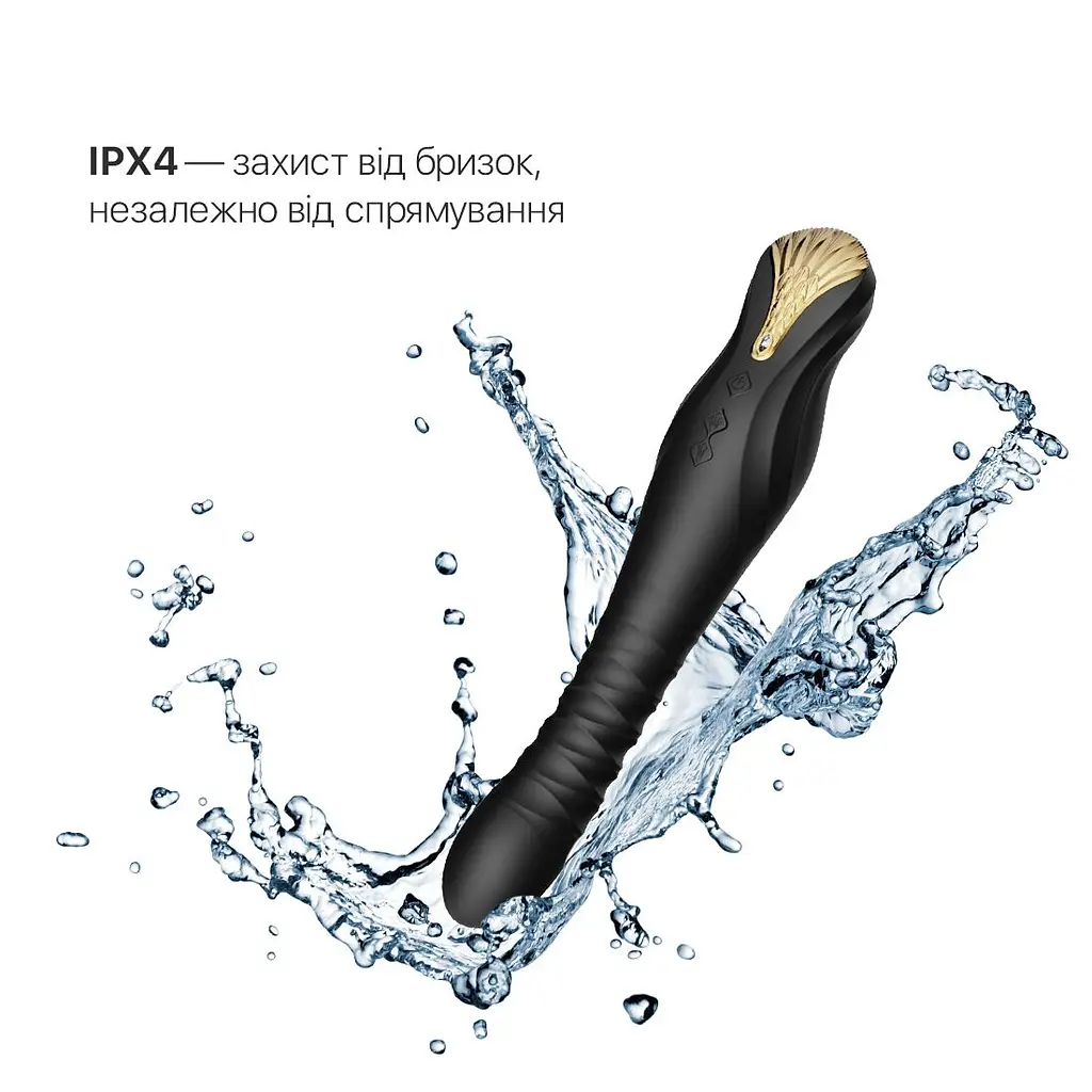Смартвібратор-пульсатор Zalo - King Obsidian Black, кристал Swarovski - фото 6