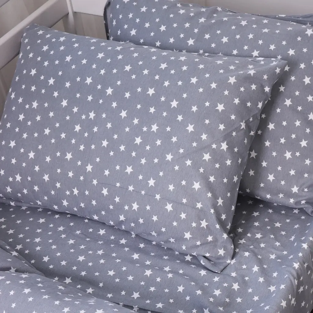 Постільна білизна MirSon 012 Grey Stars Фланель 2 x 160 x 220 Сімейний Євро (2200009653155) - фото 9
