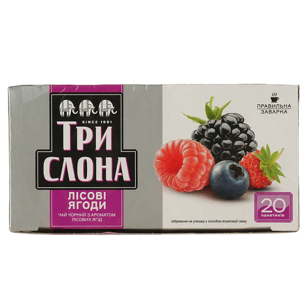 Чай черный Три слона Лесные ягоды цейлонский 30 г (20 шт. х 1.5 г) (735190) - фото 2