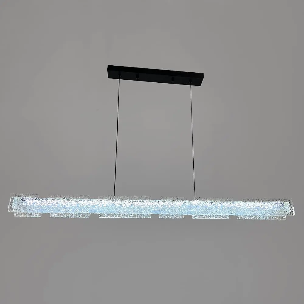 Подвесная удлиненная люстра с пластинами в виде прозрачных льдин 100 см Line F | Ст. MJ371-L1000 BK - фото 3